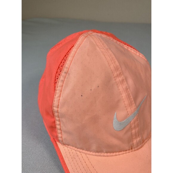 Nike Kids Featherlight Hat Neon Orange Hat Cap Adjustable - Picture 2 of 7